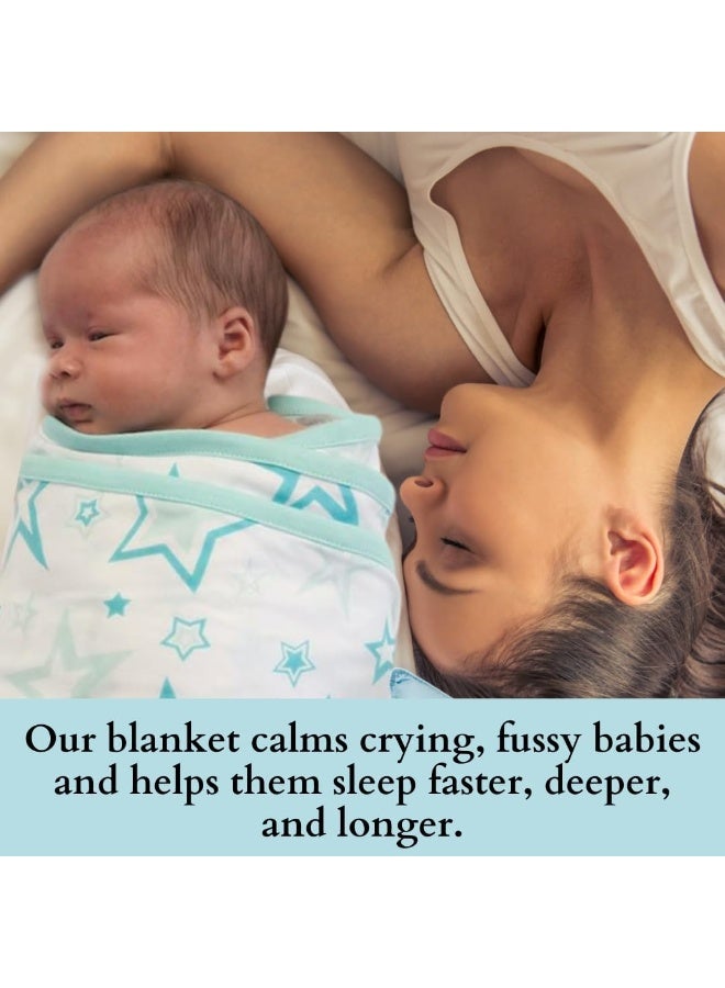 Miracle Blanket Swaddle Wrap â€“ Help Your Newborn Sleep Longer â€“ Soft & Secure Sleep Sack for Infants â€“ Easy-to-Use Swaddling Blanket for a Calm Baby (Gray Stars) - Image 4