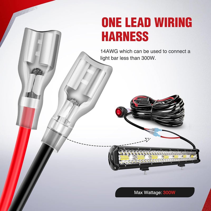 Nilight 10007W 1 Wiring Harness Kit 14AWG Heavy Duty 12V On-Off Switch Power Relay Blade Fuse for Off Road LED Work Light Bar-ONE Lead,2 Years Warranty - Image 5