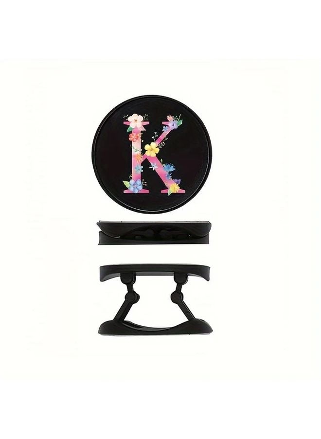 Personalized Letter K Black Folding Telescopic Mobile Phone Stand - Image 1