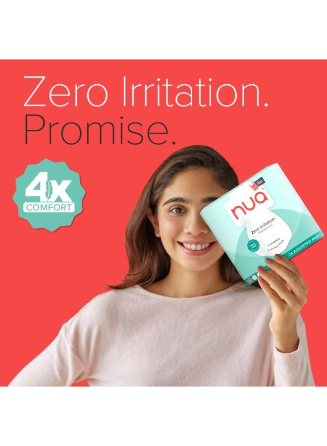 Nua Cotton Sanitary Pads for Women, Toxic-Free & Rash-Free, Unscented, Leakproof – Complete Comfort L, XL, XL+ Assorted Pads (24 Pads) - Image 2