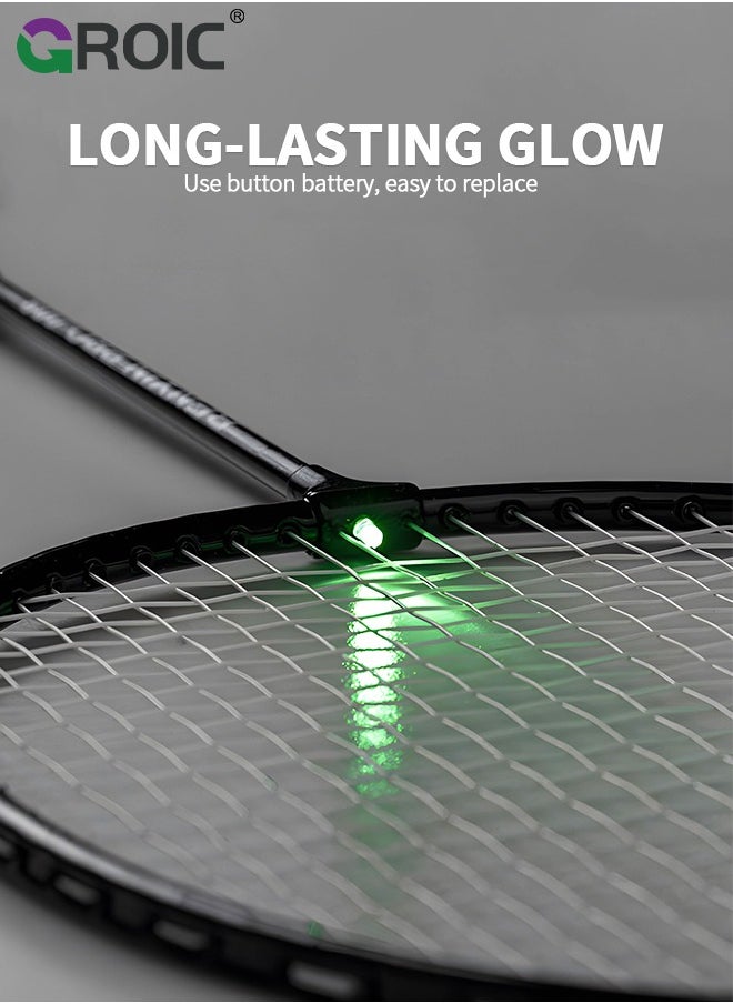 GROIC - 1 Pairs LED Badminton Rackets Set with 2 LED Glowing Badminton Balls and Carrying Bag Included, Glow in The Dark Badminton Racket Set Led Tennis Racket Set with 2 Light-up Badminton Balls - Image 1