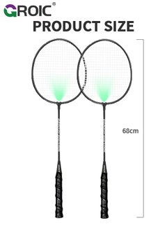 1 Pairs LED Badminton Rackets Set with 2 LED Glowing Badminton Balls and Carrying Bag Included, Glow in The Dark Badminton Racket Set Led Tennis Racket Set with 2 Light-up Badminton Balls - pzsku/ZAAE8884C6784E8B85CA2Z/45/_/1702276552/ed6d1292-df44-44eb-9c57-8e41e8ad7649