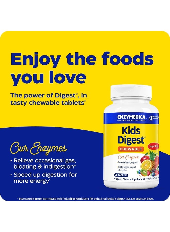 Enzymedica, Kids Digest, Chewable Digestive Enzymes, Fruit Punch, 90 Chewable Tablets - Image 4