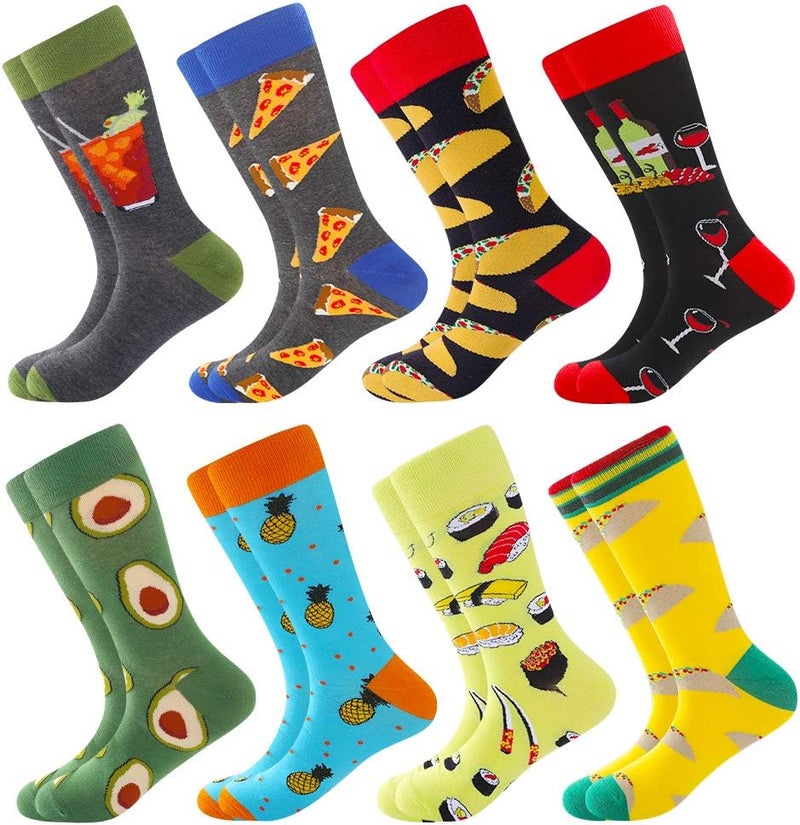 BISOUSOX Mens Dress Socks Funny Fun Colorful Crazy Funky Crew Socks for Men Novelty Happy Cotton Size 9-12 - Image 1