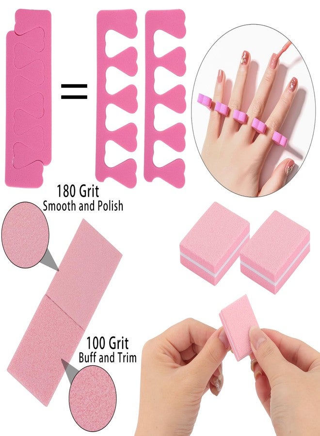 Tecbeauty 102pcs Toe Separators Set - Premium Pedicure Tool 52Pcs Super Soft Pedicure Toe Separator- 50Pcs Mini Nail Buffer Block File 80/100 Grit 2 Sided - Image 3