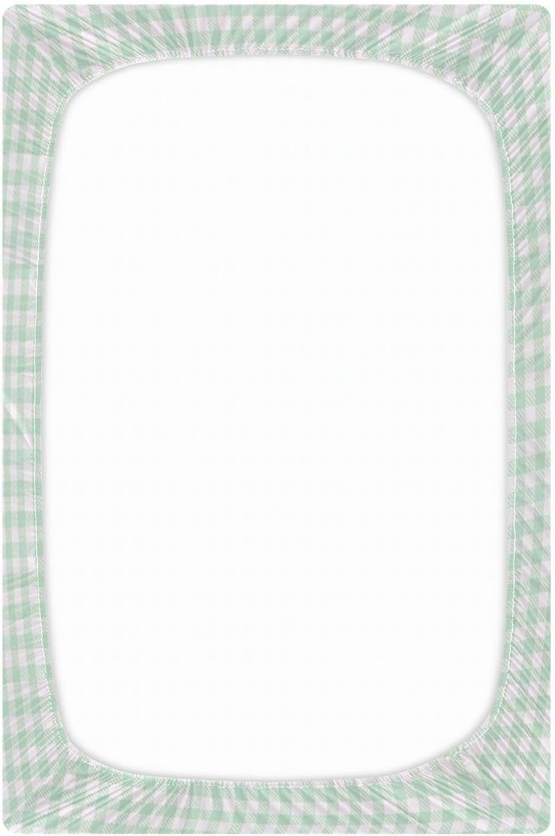 Gingham Pattern Crib Sheets for Boys Girls Ultra Soft Breathable Baby Crib Sheet Fitted Crib Sheets for Standard Size Crib and Toddler Mattresses, 52 x 28 Inch - Image 3
