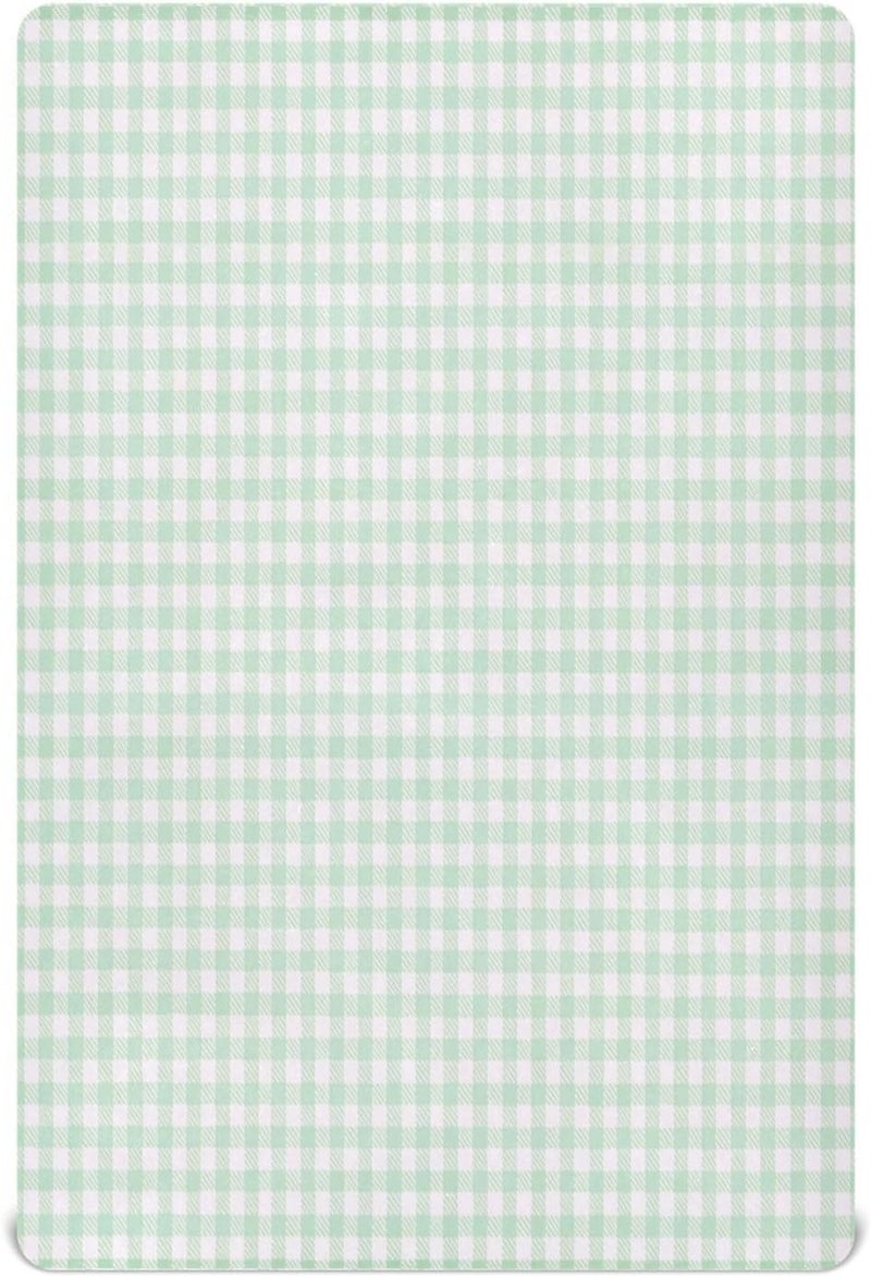 Gingham Pattern Crib Sheets for Boys Girls Ultra Soft Breathable Baby Crib Sheet Fitted Crib Sheets for Standard Size Crib and Toddler Mattresses, 52 x 28 Inch - Image 1