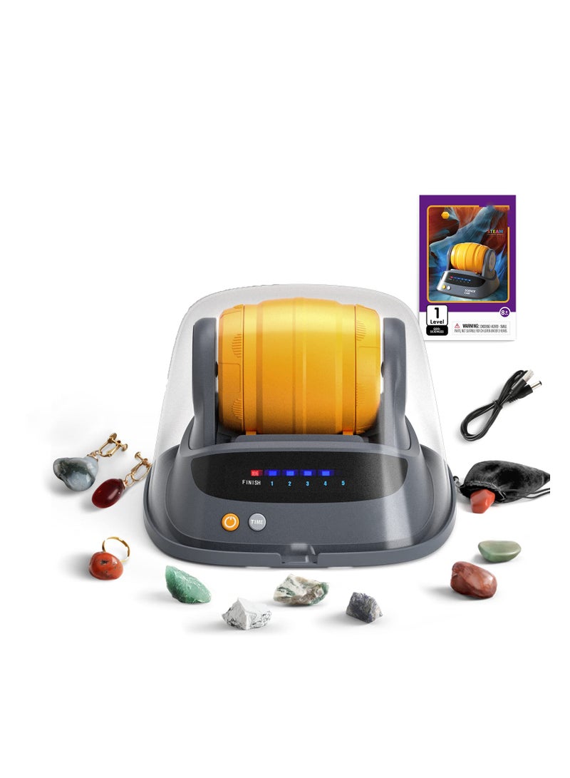 SYOSI Rock Tumbler Kit for Kids, Hobby Edition includes 9 Rough Gemstones, Polishing Grits, Jewelry Fastenings, Noise Reduction Cover - Educational STEM Science Kit for 8+ Year Old Kids Rock Polisher - Image 1