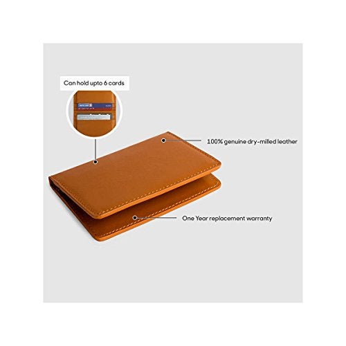 DailyObjects Tan Real Leather Debit/Credit Card Wallet, Colour-Multicolor, Size- 2.75X.25X4.5 Inch - Men - Image 2