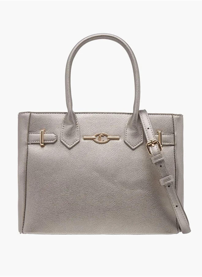Le Confort Women Textured Tote Bag with Double Handles and Detachable Strap