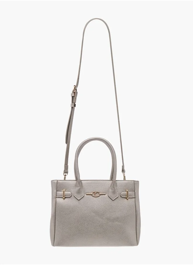 Le Confort Women Textured Tote Bag with Double Handles and Detachable Strap