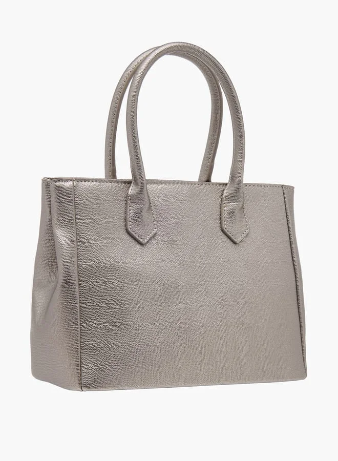 Le Confort Women Textured Tote Bag with Double Handles and Detachable Strap