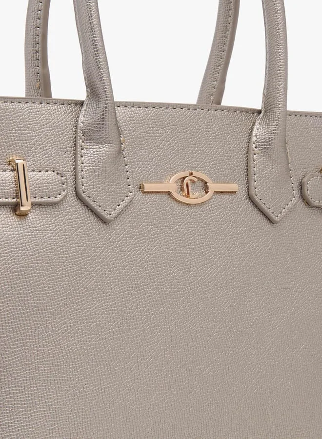 Le Confort Women Textured Tote Bag with Double Handles and Detachable Strap