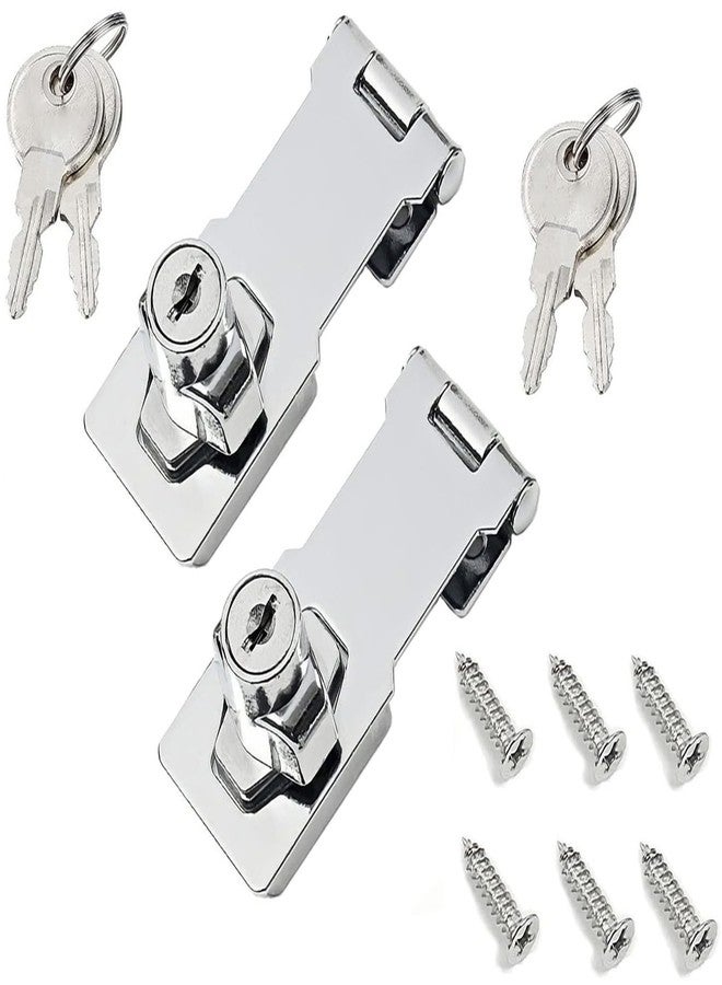 XMHF 2Pcs Keyed Hasp Locks 2.5 Inch Twist Knob Keyed Locking Hasp, Metal Safety Hasp Latches Keyed Different for Small Doors, Cabinets and Toolbox, Brushed Nickel - Image 1