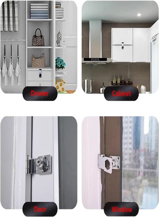 XMHF 2Pcs Keyed Hasp Locks 2.5 Inch Twist Knob Keyed Locking Hasp, Metal Safety Hasp Latches Keyed Different for Small Doors, Cabinets and Toolbox, Brushed Nickel - Image 4