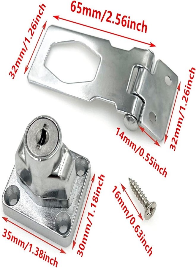 XMHF 2Pcs Keyed Hasp Locks 2.5 Inch Twist Knob Keyed Locking Hasp, Metal Safety Hasp Latches Keyed Different for Small Doors, Cabinets and Toolbox, Brushed Nickel - Image 2