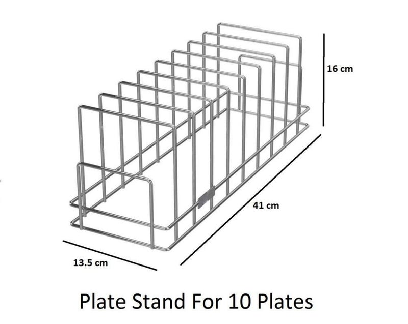 Elexiq Stainless Steel Multipurpose Kitchen Dish Plate tawa Utensils lid Tray pan Pot Rack Stand Holder Organiser Shelf Storage for Dining Table and Sink Drainer 10 Slot - Image 3