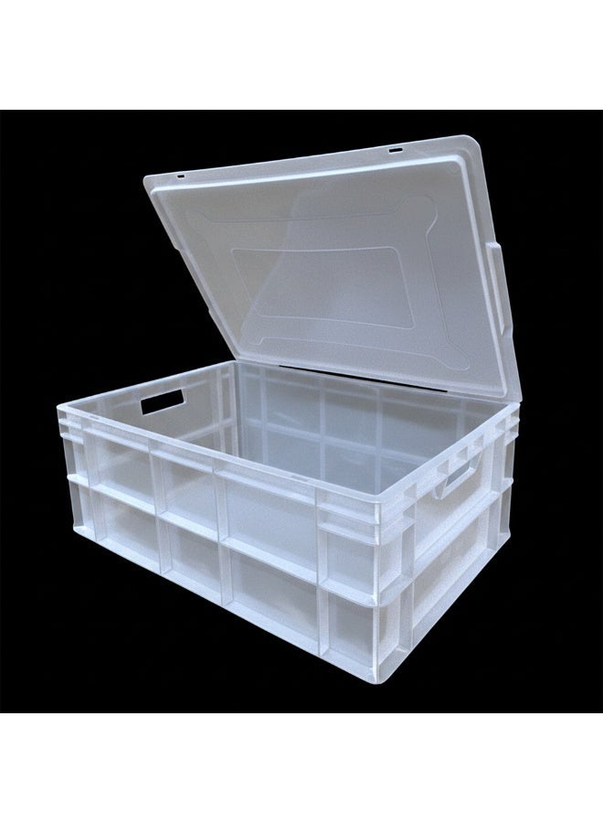 Plastica Industries LLC Plastic Heavy Duty Storage Crate with/without attached lid 600x400x220mm Stackable Food Grade Crate - Clear to check content - Image 1