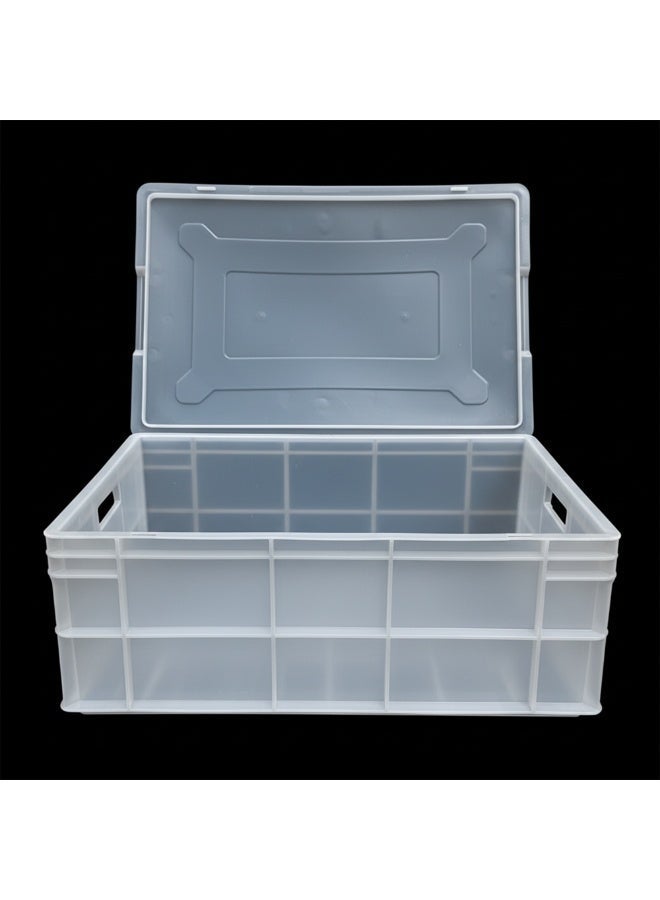 Plastica Industries LLC Plastic Heavy Duty Storage Crate with/without attached lid 600x400x220mm Stackable Food Grade Crate - Clear to check content - Image 2