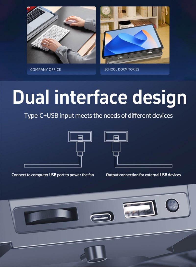 Gaming Laptop Cooling Pad with RGB Lighting, Dual High-Speed USB Powered Fans, Notebook Cooler Stand for 12-17.3 Inch Laptops, Twin Turbo Ice Engine, Enhanced Heat Dissipation, USB and Type-C Ports - Image 5