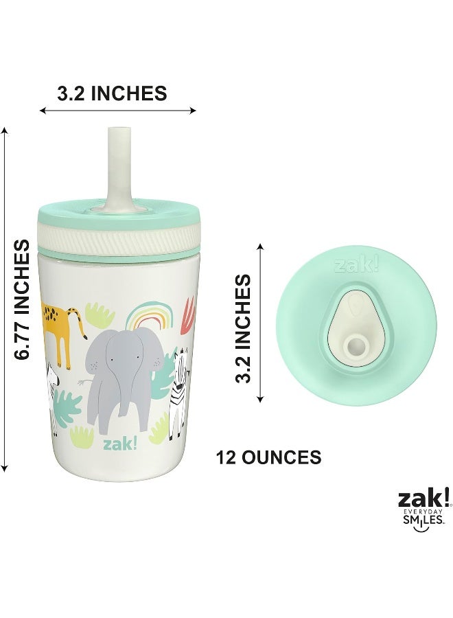 Zak Designs Kelso Toddler Cups For Travel or At Home, 12oz Vacuum Insulated Stainless Steel Sippy Cup With Leak-Proof Design is Perfect For Kids (Safari) - Image 5