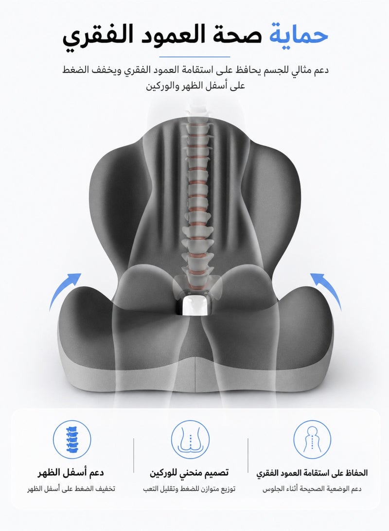 تانجبلب وسادة دعم أسفل الظهر ووسادة مقعد – من إسفنج الذاكرة لكراسي المكتب والسيارة والكراسي المتحركة، لتخفيف آلام أسفل الظهر والعرق النسا وعظمة الذنب - Image 4