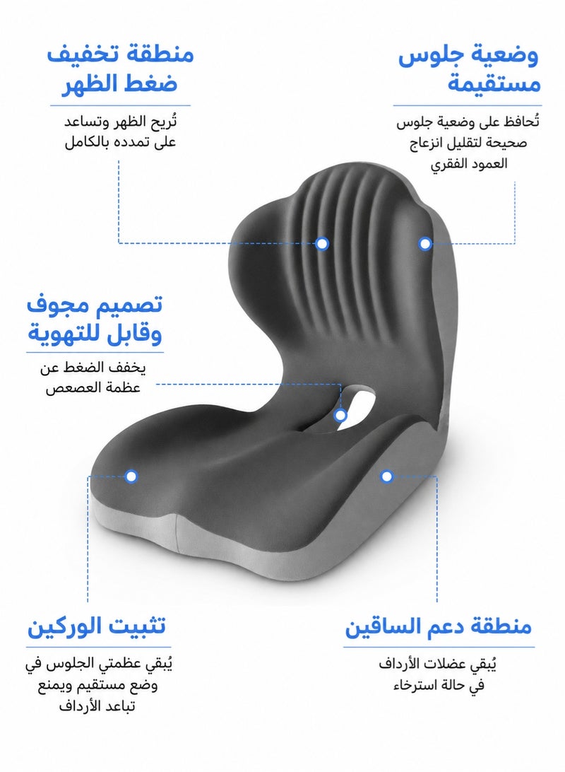 تانجبلب وسادة دعم أسفل الظهر ووسادة مقعد – من إسفنج الذاكرة لكراسي المكتب والسيارة والكراسي المتحركة، لتخفيف آلام أسفل الظهر والعرق النسا وعظمة الذنب - Image 2