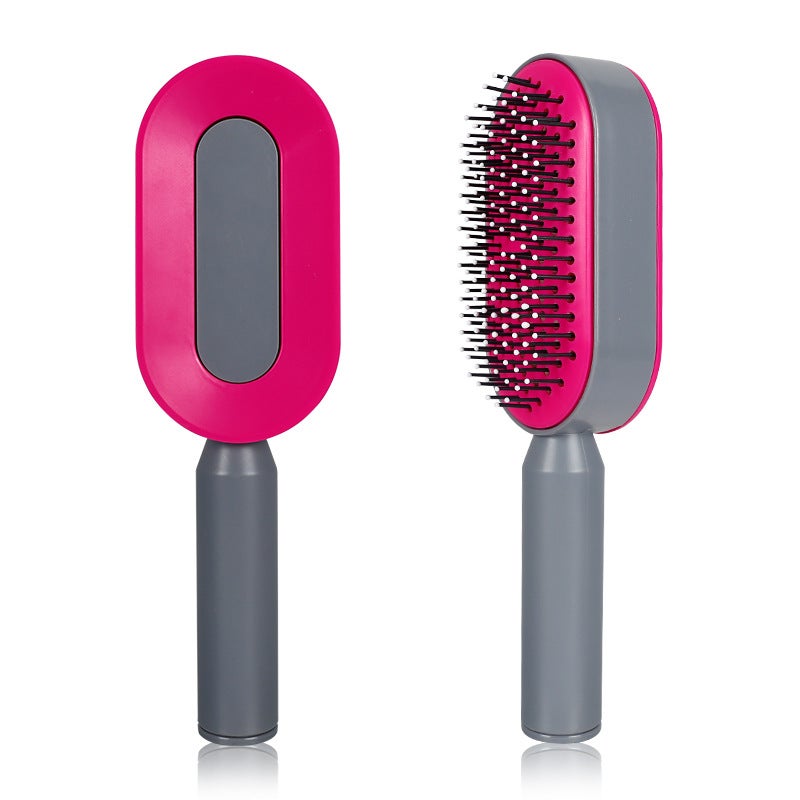 Generic Press Air Cushion Comb Automatic Cleaning Hair Comb Womens Long Hair Special Air Bag Massage Comb Household Hair Comb Rose red