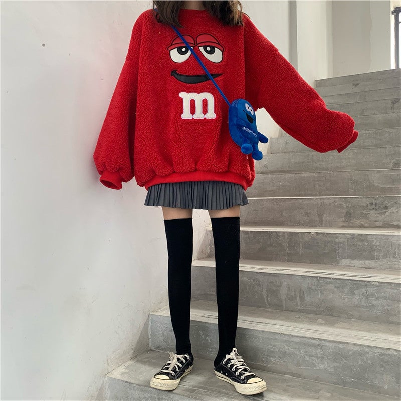 2024 Fashion Lamb Wool Thick Hoodies Women Autumn Winter Loose Korean Style Coat Yellow  - Image 3