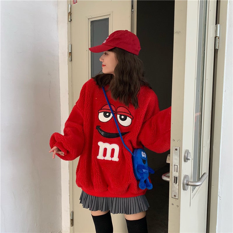 2024 Fashion Lamb Wool Thick Hoodies Women Autumn Winter Loose Korean Style Coat Yellow  - Image 5