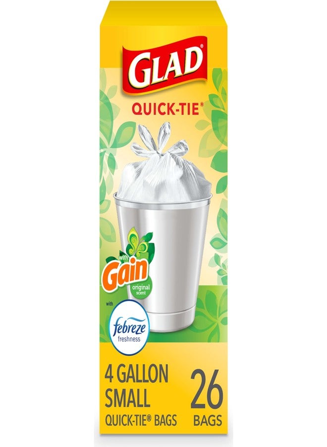 Glad Trash Bags, OdorShield Small Garbage Bags, Gain Original with Febreze Freshness, 4 Gallon, 26 Count, 26 ct - Image 1
