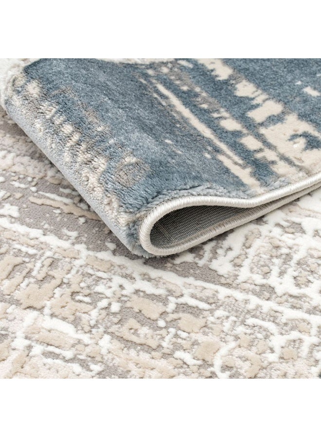 DANUBE HOME Amber Contemporary Rug  | Washable Contemporary Rugs Style | Polypropylene + Polyester Area Rug Floor Covering | Indoor Carpet For Living Room Dining Bedroom 240X340cm-White Grey - Image 3