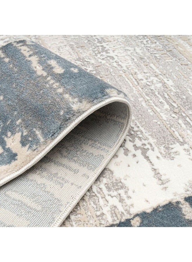 DANUBE HOME Amber Contemporary Rug  | Washable Contemporary Rugs Style | Polypropylene + Polyester Area Rug Floor Covering | Indoor Carpet For Living Room Dining Bedroom 240X340cm-White Grey - Image 5