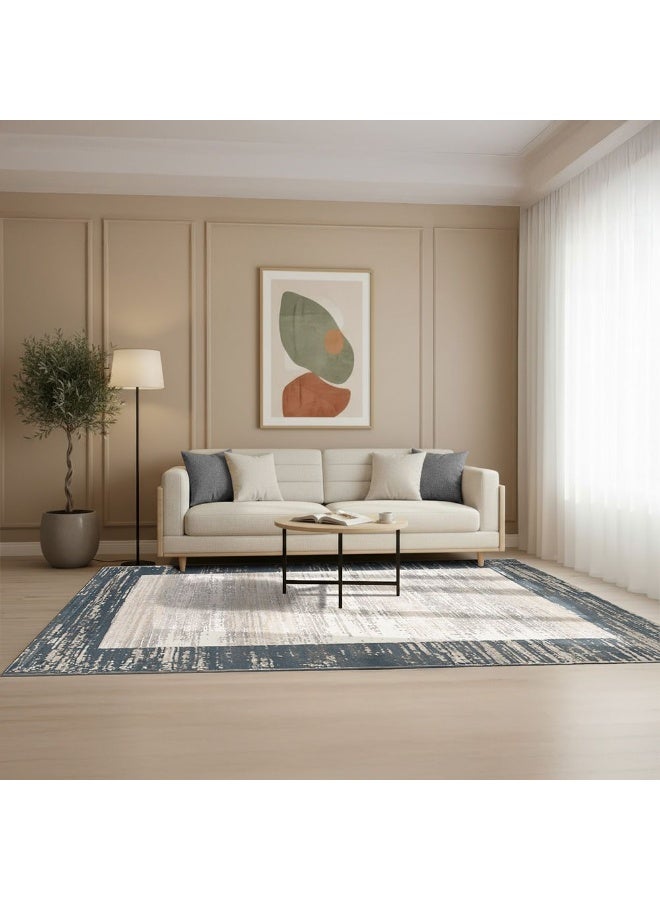DANUBE HOME Amber Contemporary Rug  | Washable Contemporary Rugs Style | Polypropylene + Polyester Area Rug Floor Covering | Indoor Carpet For Living Room Dining Bedroom 240X340cm-White Grey - Image 2