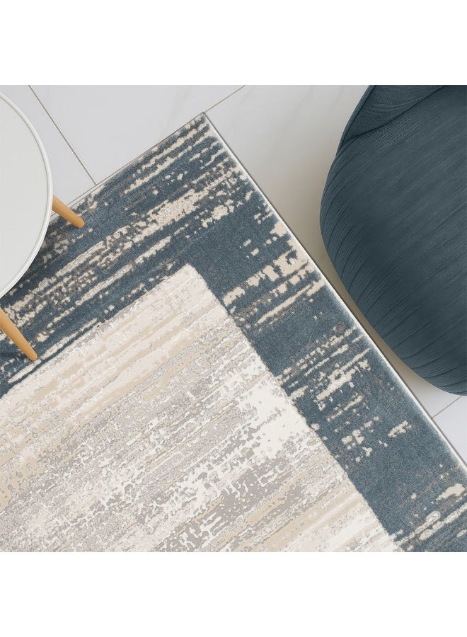 DANUBE HOME Amber Contemporary Rug  | Washable Contemporary Rugs Style | Polypropylene + Polyester Area Rug Floor Covering | Indoor Carpet For Living Room Dining Bedroom 240X340cm-White Grey - Image 1