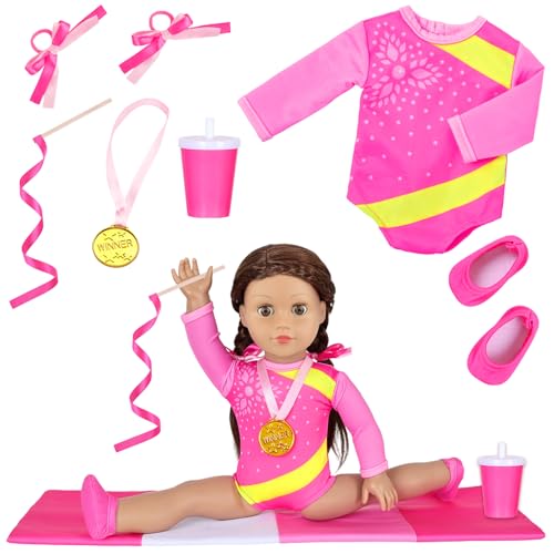 Ecore Fun 18 Inch Doll Clothes and AccessoriesOlympic Gymnastics Sports Set 8 Pack Girl Doll Clothes Gymnastics Training Oufits for Play No Doll - Image 1