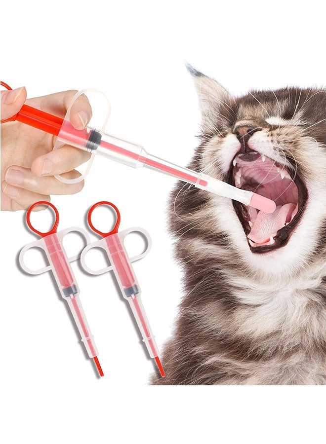 2 قطعة مغذي أدوية للحيوانات الأليفة، أداة تغذية حبوب منع الحمل للقطط والكلاب قابلة لإعادة الاستخدام، موزع تغذية الحيوانات الأليفة المتين لجزيئات الكبسولات الصلبة أو السوائل، أداة تغذية الحيوانات الأليفة بحقنة سيليكون للحيوانات الصغيرة الكلاب والطيور والطيور (أحمر) - Image 1