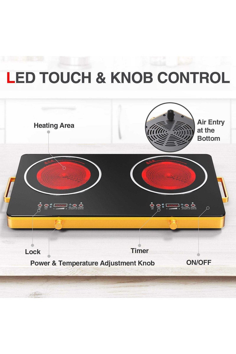 SILVER CREST Double Burners Electric Induction Cook Top Stove Touch Control Household Appliance Kitchenware for Hotels 'Keep Warm' Feature - Image 4