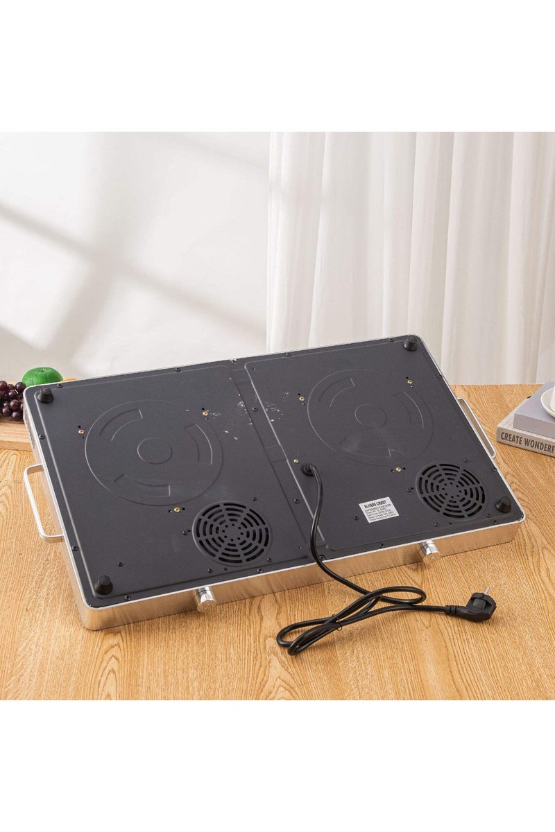 SILVER CREST Double Burners Electric Induction Cook Top Stove Touch Control Household Appliance Kitchenware for Hotels 'Keep Warm' Feature - Image 5