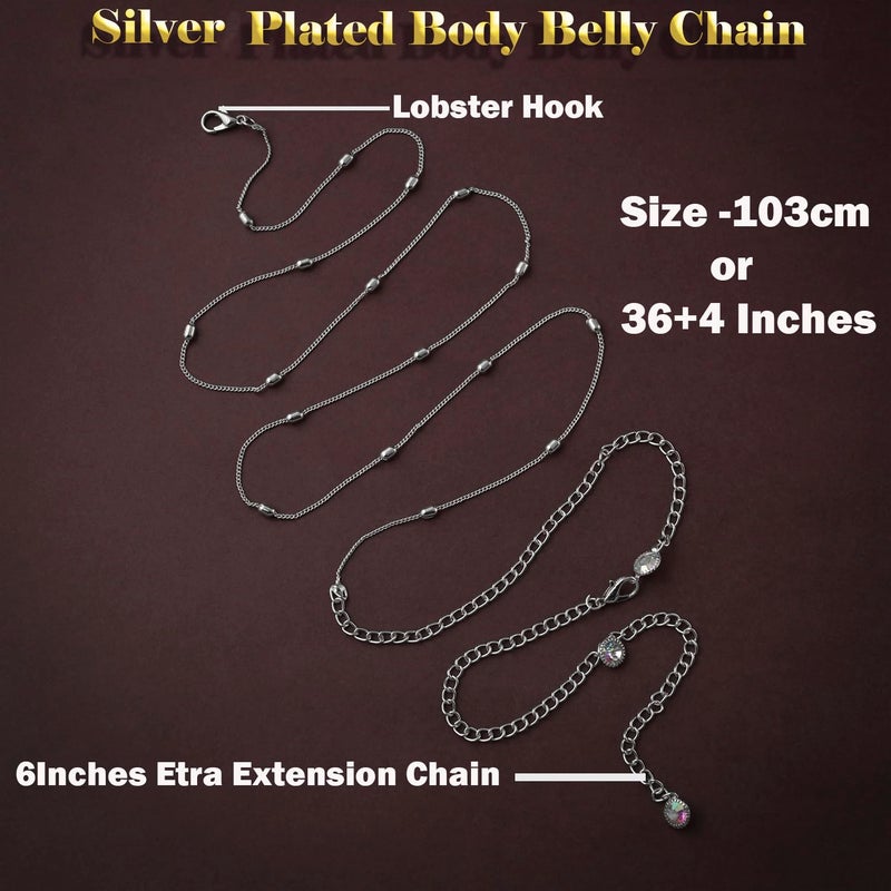 VAMA Adjustable Anti Tarnish Silver Kamarband Waist Hip Belly Body Beads Chains Kamar karddhani Kamar bandh Saree Vaddanam for Girls & Women - Image 3