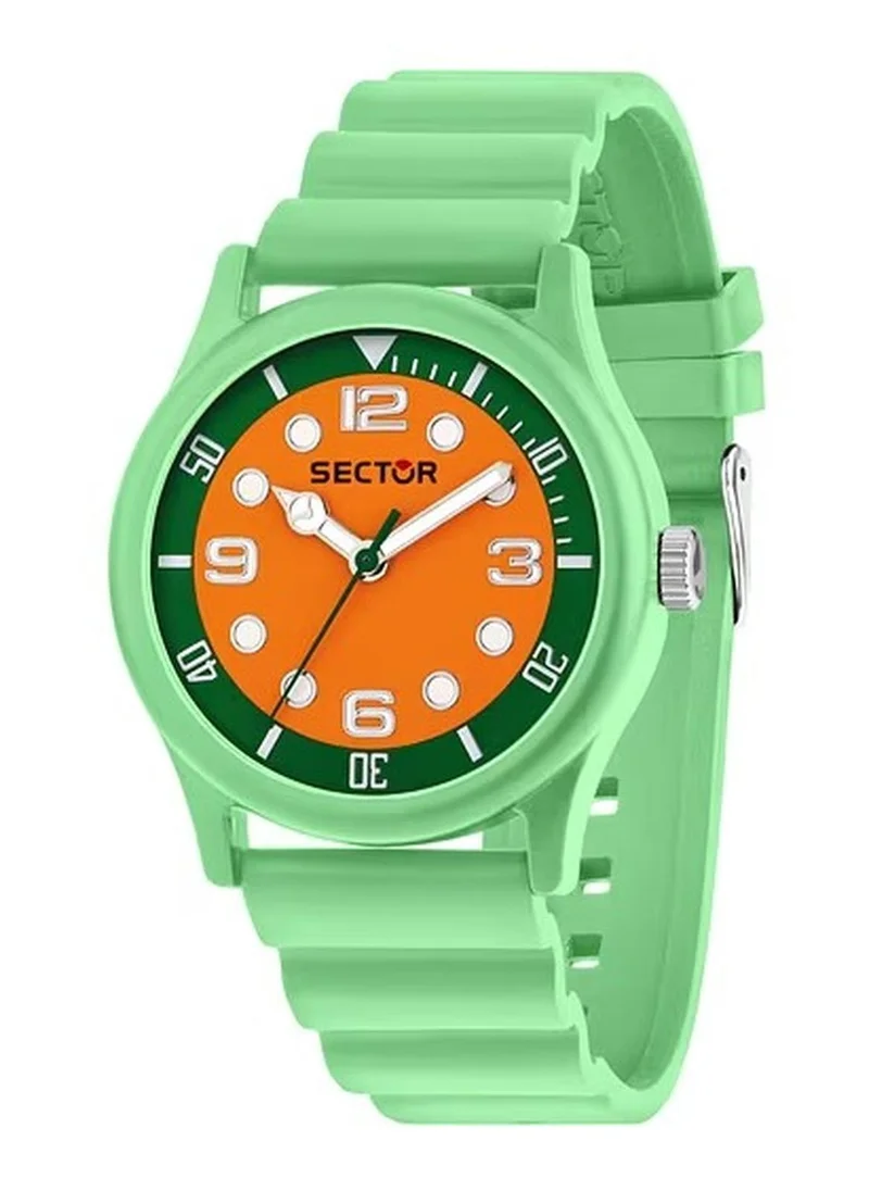 Sector H2O Men's Analog Watch - Multicolour Matt Dial, 41mm Stainless Steel Case, Green Silicone Strap, Quartz, 50M Water Resistant - R3251318009