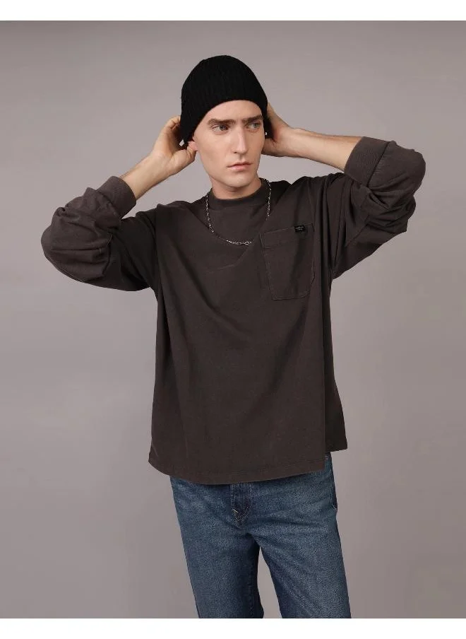 American Eagle AE Oversized Long-Sleeve Heavyweight Pocket T-Shirt