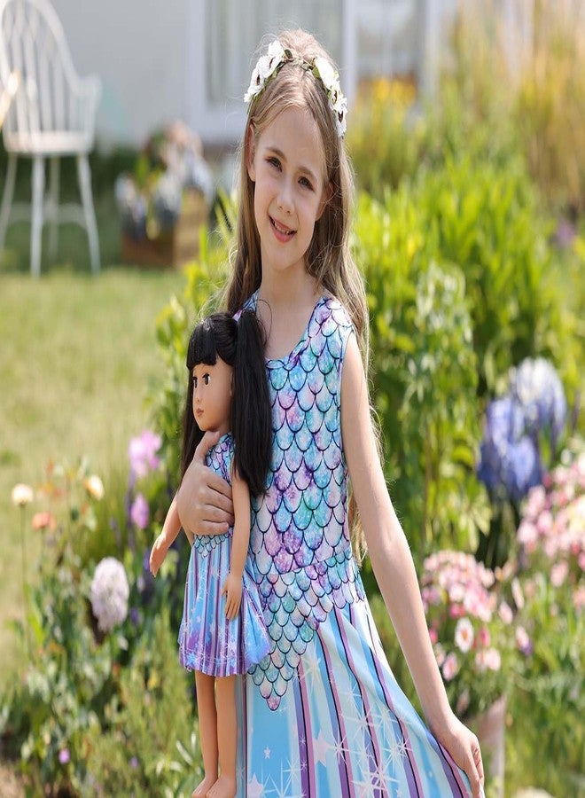 Bow Dream Girl Dress and Matching Girl American Doll Clothes Accessoriess Rainbow Mermaid Unicorn Size 140 - Image 3