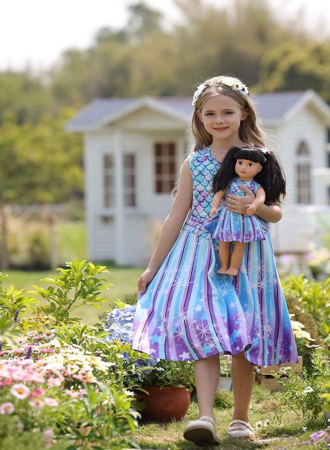 Bow Dream Girl Dress and Matching Girl American Doll Clothes Accessoriess Rainbow Mermaid Unicorn Size 140 - Image 2