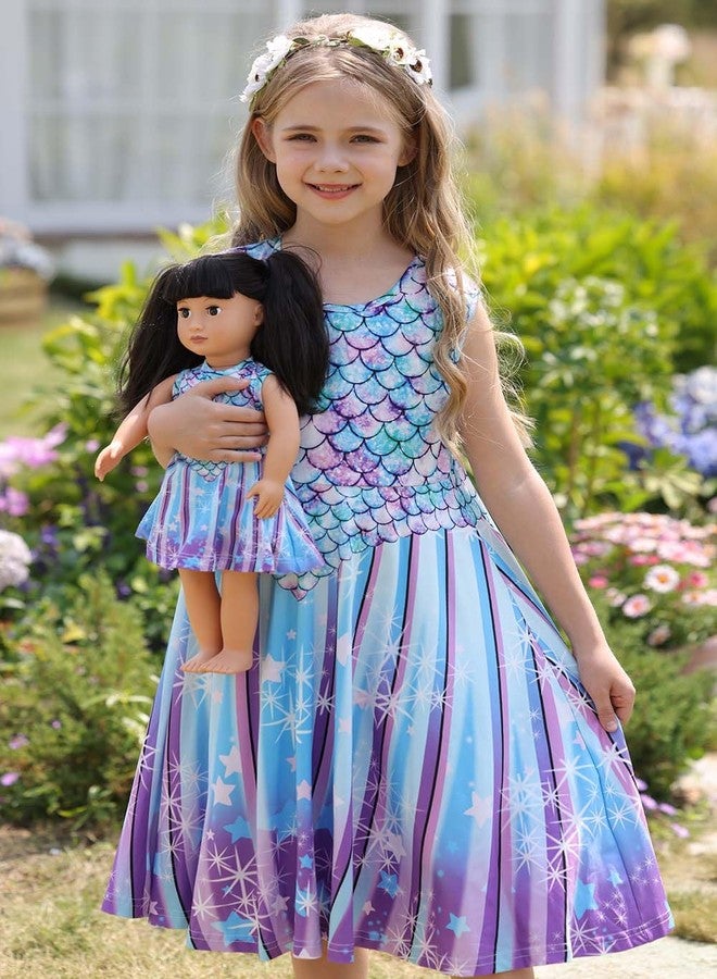 Bow Dream Girl Dress and Matching Girl American Doll Clothes Accessoriess Rainbow Mermaid Unicorn Size 140 - Image 5