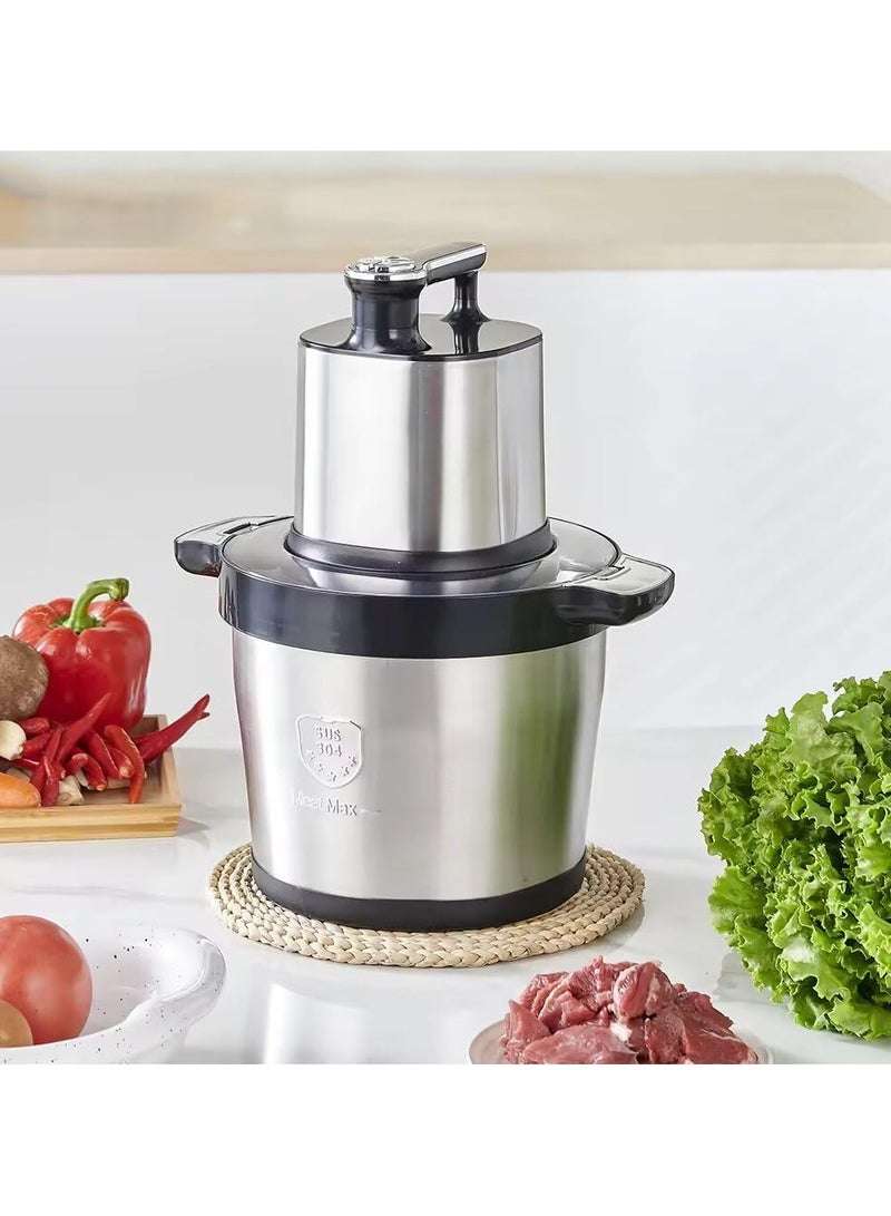 Electric Meat Grinder and Food Processor Stainless Steel 6L with Overheat Protection, Meat Vegetable Chopper and Fruit Blender, Power 1200W 3 Speeds  - Image 1