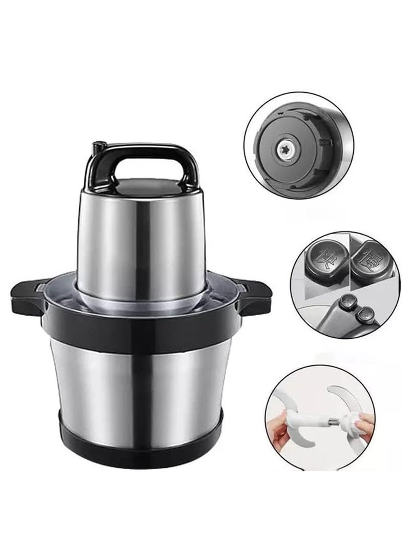 Electric Meat Grinder and Food Processor Stainless Steel 6L with Overheat Protection, Meat Vegetable Chopper and Fruit Blender, Power 1200W 3 Speeds  - Image 2