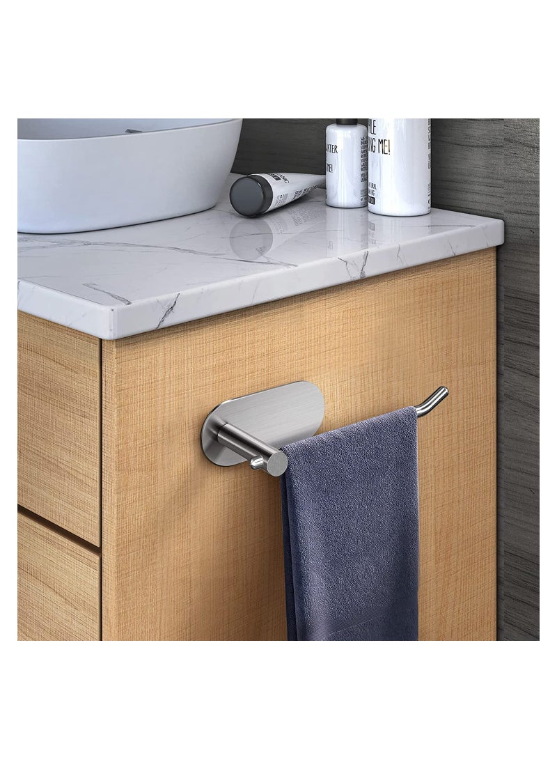 Self Adhesive Towel Holder No Drilling Silver Towel Rack Brushed Stainless Steel for Bathroom - Image 4