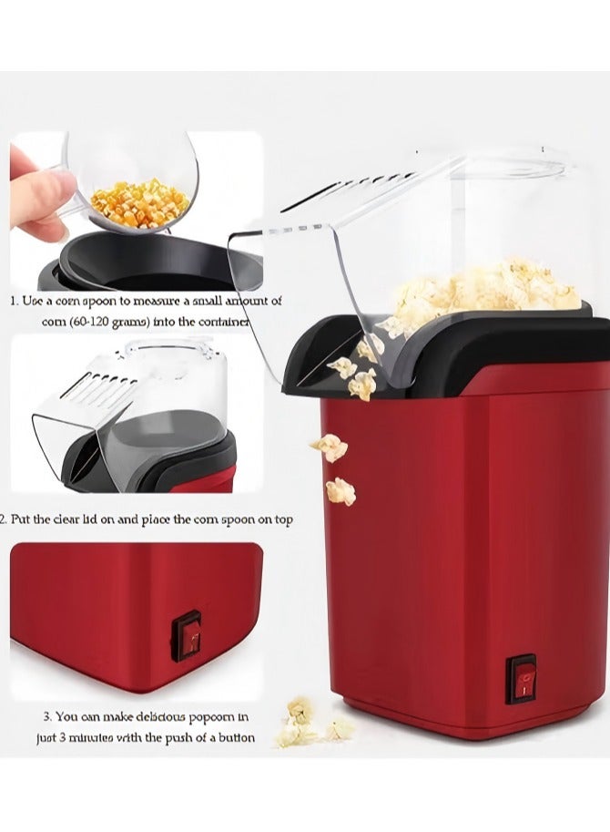 DUNISO Hot air popcorn machine, home mini children's DIY electric popcorn machine, non stick inner pot, no need for oil and water, suitable for families, cafes, restaurants, and gatherings, red - Image 5