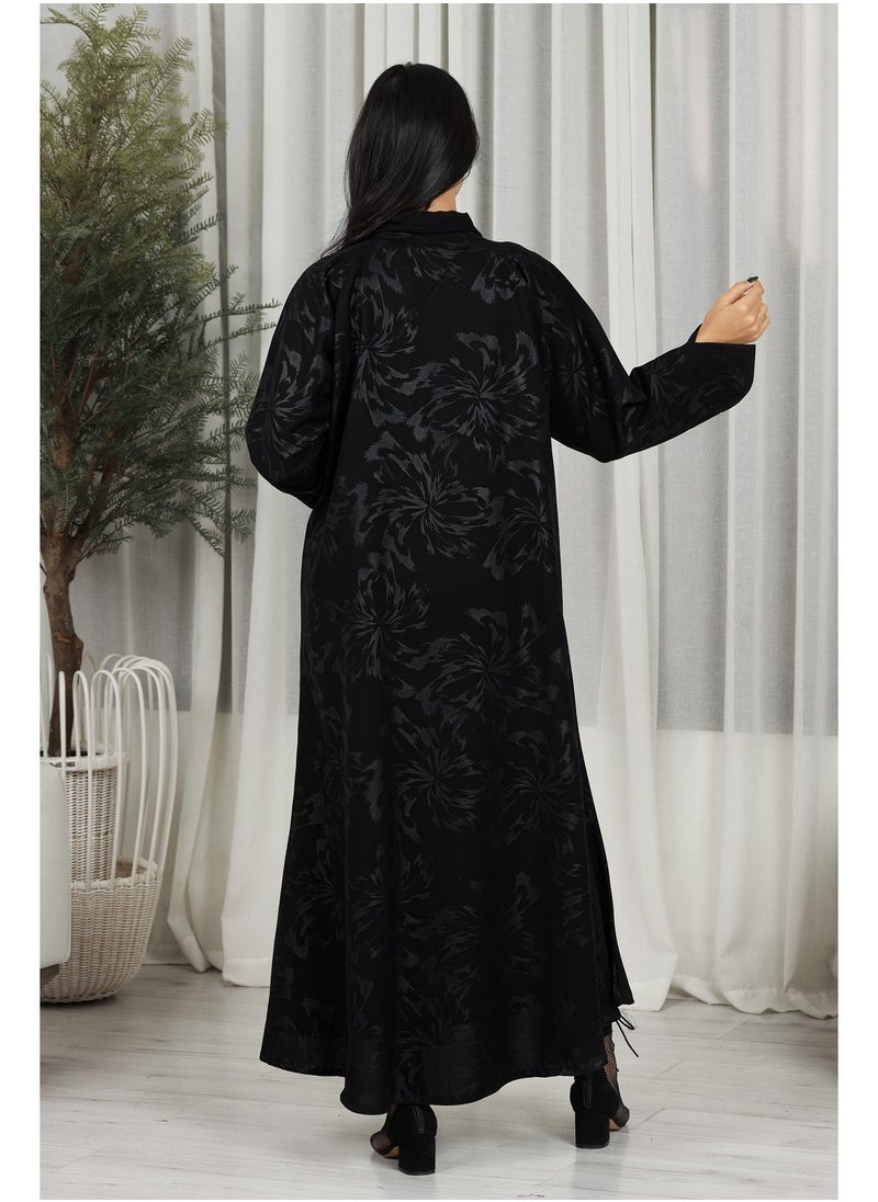 Black abaya with floral fabric - pzsku/ZAAE93D088A77C3E0DD24Z/45/_/1709371567/1f66c200-dbe2-48f1-adcb-2c51dc8d55b2